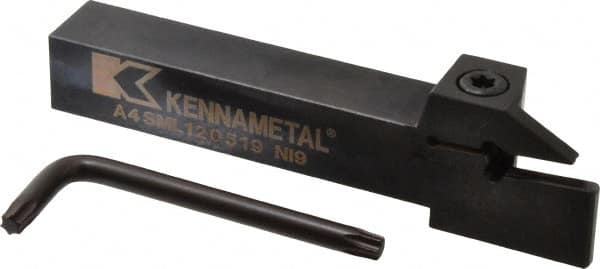 Kennametal - A4SM, External, Left Hand, 19mm Max Depth of Cut, 5mm Min Groove Width, Indexable Grooving Tool Holder - A4..05.. Insert Compatibility, 3/4" Shank Height, 3/4" Shank Width, 5" OAL - Benchmark Tooling