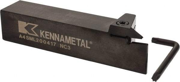 Kennametal - External Thread, 0.67" Max Depth of Cut, 4mm Min Groove Width, 6" OAL, Left Hand Indexable Grooving Cutoff Toolholder - 1-1/4" Shank Height x 1-1/4" Shank Width, A4..04.. Insert Style, A4SM Toolholder Style, Series A4 - Benchmark Tooling