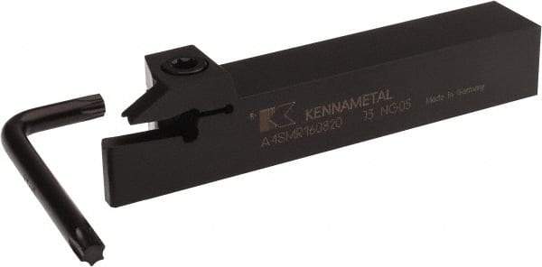 Kennametal - 0.79" Max Depth of Cut, 8mm Min Groove Width, 6" OAL, Right Hand Indexable Grooving Cutoff Toolholder - 8 Seat Size, 1" Shank Height x 1" Shank Width, A4..08.. Insert Style, A4SM Toolholder Style, Series A4 - Benchmark Tooling