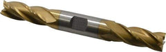 Interstate - 9/16", 1-3/8" LOC, 5/8" Shank Diam, 5" OAL, 4 Flute, High Speed Steel Square End Mill - Double End, TiN Finish, Spiral Flute, 30° Helix, Right Hand Cut, Right Hand Flute - Benchmark Tooling