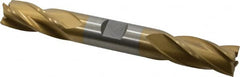 Interstate - 5/8", 1-3/8" LOC, 5/8" Shank Diam, 5" OAL, 4 Flute, High Speed Steel Square End Mill - Double End, TiN Finish, Spiral Flute, 30° Helix, Right Hand Cut, Right Hand Flute - Benchmark Tooling