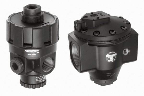 Norgren - 1/4 NPT Port, Zinc Hi-Flow Pilot Operated Regulator - 10 to 300 psi Range, 300 Max psi Supply Pressure, 1/4" Gauge Port Thread, 2.7" Wide x 4.4" High - Benchmark Tooling