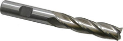 Interstate - 1/2", 2" LOC, 1/2" Shank Diam, 4" OAL, 4 Flute, High Speed Steel Square End Mill - Single End, Uncoated, Spiral Flute, 30° Helix, Right Hand Cut, Right Hand Flute - Benchmark Tooling