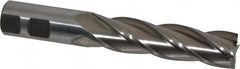 Interstate - 7/8", 3-1/2" LOC, 7/8" Shank Diam, 5-3/4" OAL, 4 Flute, High Speed Steel Square End Mill - Single End, Uncoated, Spiral Flute, 30° Helix, Right Hand Cut, Right Hand Flute - Benchmark Tooling