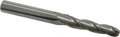 Accupro - 1° Taper Angle per Side, 1/4" Small End Diam, 1-1/4" LOC, Solid Carbide 3 Flute Tapered Ball End Mill - 3" OAL, 5/16" Shank Diam - Benchmark Tooling