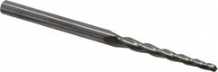 Accupro - 1.5° Taper Angle per Side, 3/32" Small End Diam, 1-1/4" LOC, Solid Carbide 3 Flute Tapered Ball End Mill - 3" OAL, 3/16" Shank Diam - Benchmark Tooling