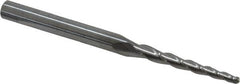 Accupro - 2° Taper Angle per Side, 5/64" Small End Diam, 1" LOC, Solid Carbide 3 Flute Tapered Ball End Mill - 2-1/2" OAL, 3/16" Shank Diam - Benchmark Tooling