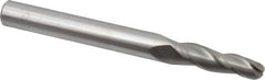 Accupro - 2° Taper Angle per Side, 3/16" Small End Diam, 3/4" LOC, Solid Carbide 3 Flute Tapered Ball End Mill - 2-1/2" OAL, 1/4" Shank Diam - Benchmark Tooling