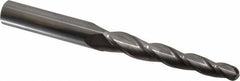 Accupro - 2° Taper Angle per Side, 3/8" Small End Diam, 3-1/4" LOC, Solid Carbide 3 Flute Tapered Ball End Mill - 6" OAL, 5/8" Shank Diam - Benchmark Tooling