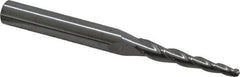Accupro - 3° Taper Angle per Side, 3/32" Small End Diam, 1" LOC, Solid Carbide 3 Flute Tapered Ball End Mill - 2-1/2" OAL, 1/4" Shank Diam - Benchmark Tooling