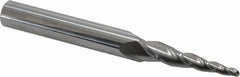 Accupro - 5° Taper Angle per Side, 1/8" Small End Diam, 1-1/2" LOC, Solid Carbide 3 Flute Tapered Ball End Mill - 4" OAL, 7/16" Shank Diam - Benchmark Tooling