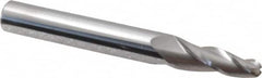 Accupro - 5° Taper Angle per Side, 3/16" Small End Diam, 3/4" LOC, Solid Carbide 3 Flute Tapered Ball End Mill - 2-1/2" OAL, 5/16" Shank Diam - Benchmark Tooling