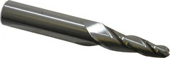 Accupro - 5° Taper Angle per Side, 1/4" Small End Diam, 1-1/4" LOC, Solid Carbide 3 Flute Tapered Ball End Mill - 3-1/4" OAL, 1/2" Shank Diam - Benchmark Tooling
