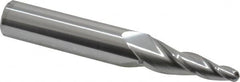 Accupro - 7° Taper Angle per Side, 3/16" Small End Diam, 1-1/4" LOC, Solid Carbide 3 Flute Tapered Ball End Mill - 3-1/4" OAL, 1/2" Shank Diam - Benchmark Tooling
