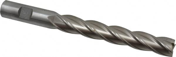 Interstate - 5/8", 4" LOC, 5/8" Shank Diam, 6-1/8" OAL, 4 Flute, High Speed Steel Square End Mill - Single End, Uncoated, Spiral Flute, 30° Helix, Right Hand Cut, Right Hand Flute - Benchmark Tooling