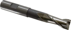 Interstate - 5/8", 1-3/8" LOC, 5/8" Shank Diam, 4-5/8" OAL, 2 Flute, High Speed Steel Square End Mill - Single End, Uncoated, Spiral Flute, 30° Helix, Centercutting, Right Hand Cut, Right Hand Flute - Benchmark Tooling