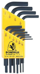Bondhus - 10 Piece L-Key Hex Key Set - Hex Range 1/16 to 1/4" - Benchmark Tooling