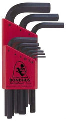 Bondhus - 9 Piece L-Key Hex Key Set - Hex Range 1.5 to 10mm - Benchmark Tooling