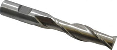 Interstate - 5/8", 2-1/2" LOC, 5/8" Shank Diam, 4-5/8" OAL, 2 Flute, High Speed Steel Square End Mill - Single End, Uncoated, Spiral Flute, 30° Helix, Centercutting, Right Hand Cut, Right Hand Flute - Benchmark Tooling