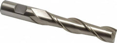 Interstate - 3/4", 3-1/2" LOC, 3/4" Shank Diam, 5-3/4" OAL, 2 Flute, High Speed Steel Square End Mill - Single End, Uncoated, Spiral Flute, 30° Helix, Centercutting, Right Hand Cut, Right Hand Flute - Benchmark Tooling