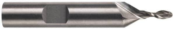 Weldon - 1" Diam, 2-1/4" LOC, 2 Flute High Speed Steel Ball End Mill - Uncoated, Single End, 4-3/4" OAL, 1" Shank Diam, Spiral Flute - Benchmark Tooling