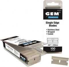 GEM - 100 Piece Stainless Steel Single Edge Blade - 1-1/2" OAL, 0.009" Blade Thickness - Benchmark Tooling