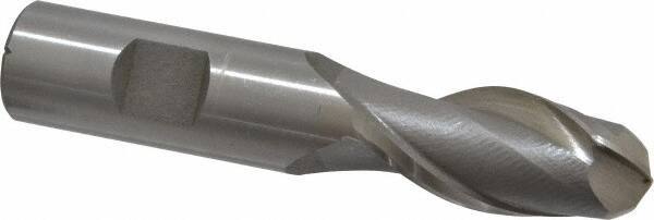 Interstate - 3/4" Diam, 1-5/8" LOC, 2 Flute High Speed Steel Ball End Mill - Uncoated, Single End, 3-7/8" OAL, 3/4" Shank Diam, Spiral Flute - Benchmark Tooling