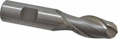 Interstate - 3/4" Diam, 1-5/8" LOC, 2 Flute High Speed Steel Ball End Mill - Uncoated, Single End, 3-7/8" OAL, 3/4" Shank Diam, Spiral Flute - Benchmark Tooling