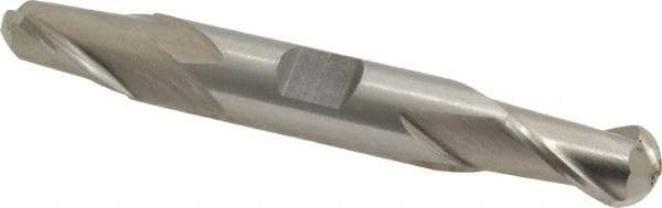 Interstate - 1/2" Diam, 13/16" LOC, 2 Flute High Speed Steel Ball End Mill - Uncoated, Double End, 3-3/4" OAL, 1/2" Shank Diam, Spiral Flute - Benchmark Tooling