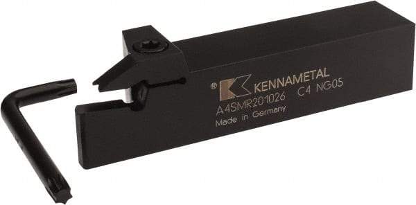 Kennametal - 1.02" Max Depth of Cut, 10mm Min Groove Width, 6" OAL, Right Hand Indexable Grooving Cutoff Toolholder - 10 Seat Size, 1-1/4" Shank Height x 1-1/4" Shank Width, A4..10.. Insert Style, A4SM Toolholder Style, Series A4 - Benchmark Tooling