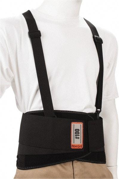 Ergodyne - Size 3XL, Hook & Loop, Spandex Belt with Adjustable Shoulder Straps - 46 to 52" Waist, 8" Wide, Detachable Strap, Black - Benchmark Tooling