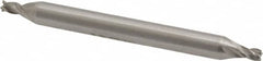 Interstate - 3/32", 5/32" LOC, 3/16" Shank Diam, 2" OAL, 4 Flute, High Speed Steel Square End Mill - Double End, Uncoated, Spiral Flute, Centercutting, Right Hand Cut, Right Hand Flute - Benchmark Tooling