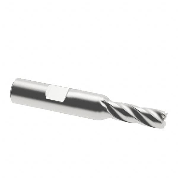 Interstate - 7mm, 11/16" LOC, 3/8" Shank Diam, 2-1/2" OAL, 4 Flute, Cobalt Square End Mill - Single End, Uncoated, Spiral Flute, 30° Helix, Centercutting, Right Hand Cut, Right Hand Flute - Benchmark Tooling