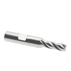 Interstate - 7mm, 11/16" LOC, 3/8" Shank Diam, 2-1/2" OAL, 4 Flute, Cobalt Square End Mill - Single End, Uncoated, Spiral Flute, 30° Helix, Centercutting, Right Hand Cut, Right Hand Flute - Benchmark Tooling