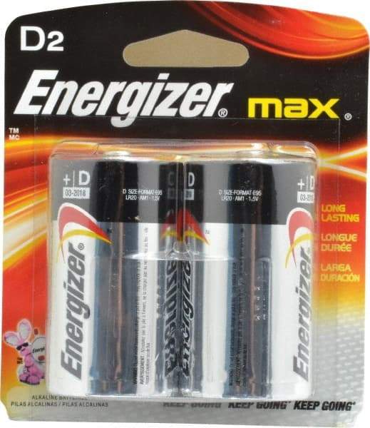 Energizer - Size D, Alkaline, 2 Pack, Standard Battery - 1.5 Volts, Flat Terminal, LR20, ANSI, IEC Regulated - Benchmark Tooling