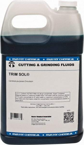 Master Fluid Solutions - Trim SOL, 1 Gal Bottle Cutting & Grinding Fluid - Water Soluble, For Grinding, Turning - Benchmark Tooling