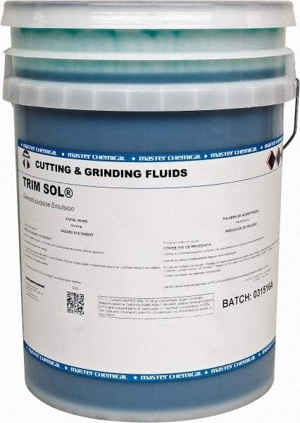 Master Fluid Solutions - Trim SOL, 5 Gal Pail Cutting & Grinding Fluid - Water Soluble, For Grinding, Turning - Benchmark Tooling