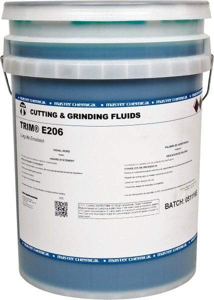 Master Fluid Solutions - Trim E206, 5 Gal Pail Cutting & Grinding Fluid - Water Soluble, For Gear Hobbing, Heavy-Duty Broaching, High Speed Turning - Benchmark Tooling