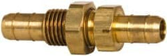 Parker - 1/4" Tube ID, Metal Barbed Bulkhead Tube Union - Brass, 3/8" Tube OD - Benchmark Tooling