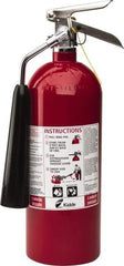 Kidde - 5 Lb, 10-A:80-B:C Rated, Carbon Dioxide Fire Extinguisher - 5-1/4" Diam x 17" High, 850 psi, 8' Discharge in 9 sec, Rechargeable, Aluminum Cylinder - Benchmark Tooling