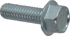 Value Collection - 5/16-18 UNC, 1" Length Under Head, Hex Drive Flange Bolt - 1" Thread Length, Grade 2 Steel, Serrated Flange, Zinc-Plated Finish - Benchmark Tooling