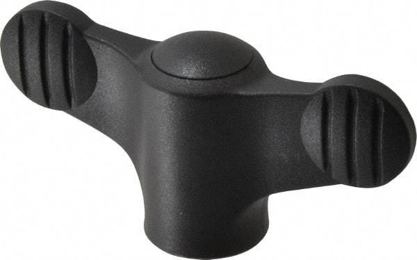 KIPP - 5/16-18 Hole Thread, 2.95" Head Length, Thermoplastic, Tapped Bar / Wing Knob - 0.55" Hole Depth, 1.38" Hub Diam, 0.65" Hub Height, Black - Benchmark Tooling