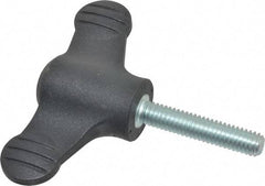 KIPP - 2.95" Head Length, Thermoplastic, Threaded Stem Bar / Wing Knob - 1.38" Hub Diam, 0.65" Hub Height, Black - Benchmark Tooling