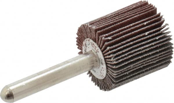 Camel Grinding Wheels - 1" Diam x 1" Face Width, Fine Aluminum Oxide Coated Mounted Flap Wheel - 1/4" Shank Mount, 120 Grit, 30,000 Max RPM - Benchmark Tooling