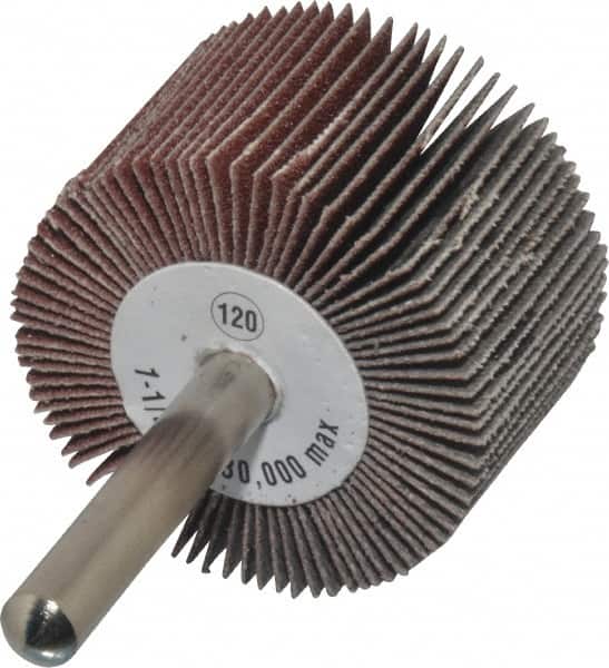 CGW Abrasives - 1-1/2" Diam x 1" Face Width, Fine Aluminum Oxide Coated Mounted Flap Wheel - Benchmark Tooling