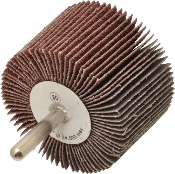 CGW Abrasives - 2-1/2" Diam x 1-1/2" Face Width, Medium Aluminum Oxide Coated Mounted Flap Wheel - Benchmark Tooling