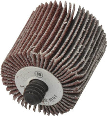 Camel Grinding Wheels - 1" Diam x 1" Face Width, Medium Aluminum Oxide Coated Mounted Flap Wheel - 1/4-20 Threaded Mount, 80 Grit, 30,000 Max RPM - Benchmark Tooling