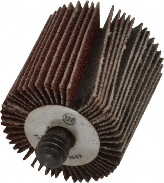 Camel Grinding Wheels - 1" Diam x 1" Face Width, Fine Aluminum Oxide Coated Mounted Flap Wheel - 1/4-20 Threaded Mount, 120 Grit, 30,000 Max RPM - Benchmark Tooling