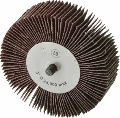 Camel Grinding Wheels - 3" Diam x 1" Face Width, Medium Aluminum Oxide Coated Mounted Flap Wheel - 1/4-20 Threaded Mount, 60 Grit, 20,000 Max RPM - Benchmark Tooling
