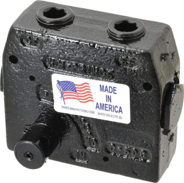 Prince - 30 GPM 1/2 Inlet Cast Iron Hydraulic Control Valve - 4-1/8" High x 4-5/8" Wide x 3-11/32" Long - Benchmark Tooling